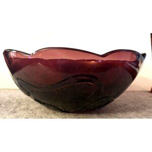 Beautiful Amethyst 9.75" Scalloped Edged w/ Raised Pattern of Lotus Flower  # 30